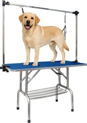 Pawvilion Folding Dog & Cat Grooming Table with Retractable Arm, Blue, 36-in
