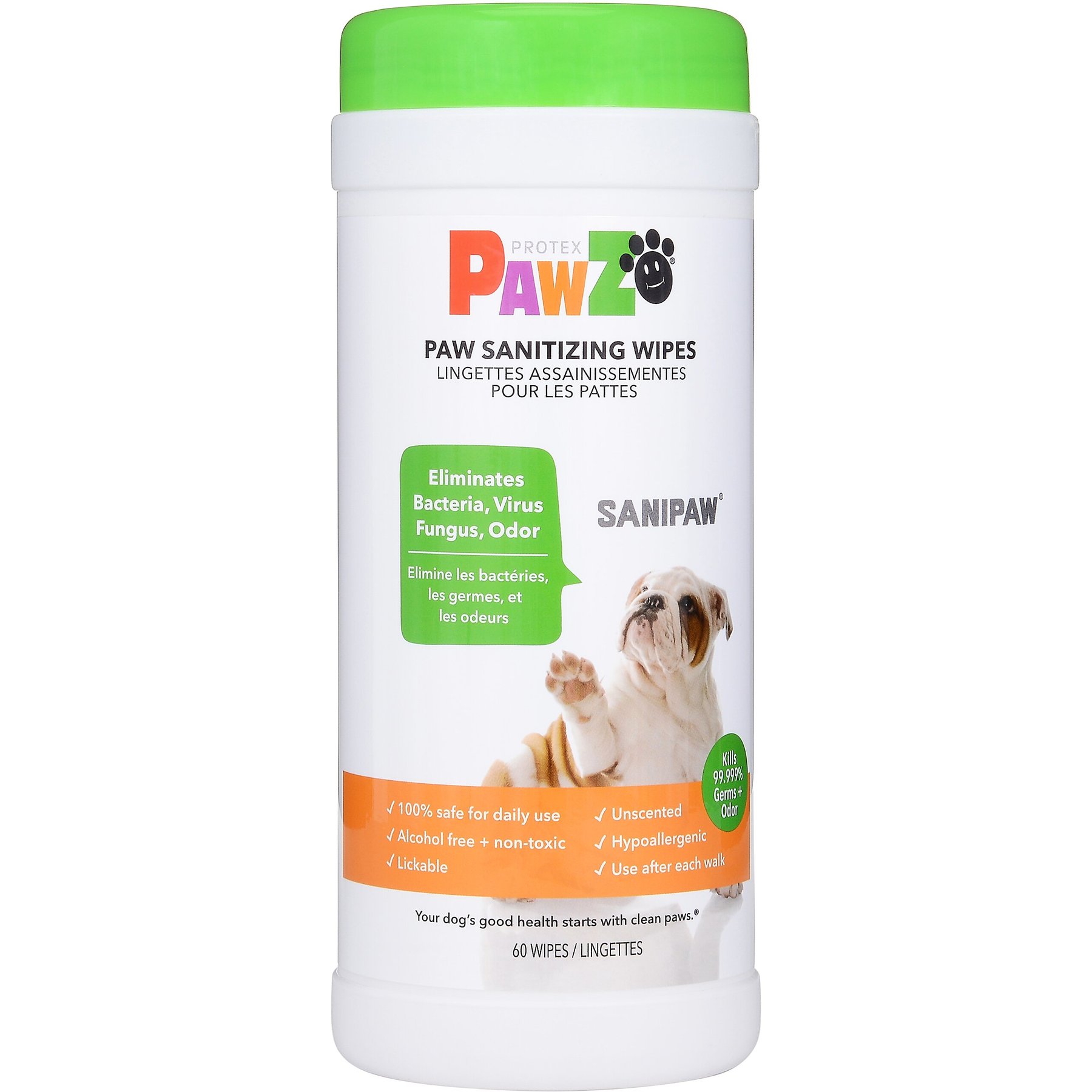 Pawz Sanitizing Dog & Cat Wipes, 60 count