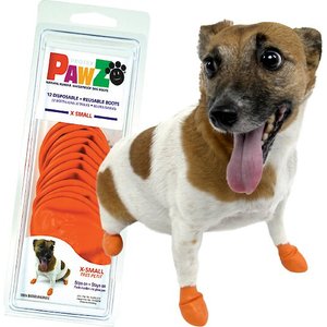 PAWZ Waterproof Dog Boots, 12 count, Orange, X-Small