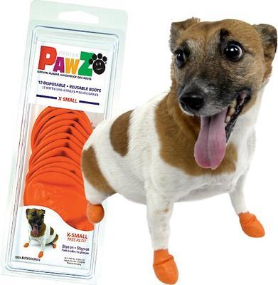 PAWZ Waterproof Dog Boots, 12 count, Orange, X-Small