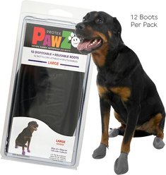 Pawz Waterproof Dog Boots, Black, Large, 12 count