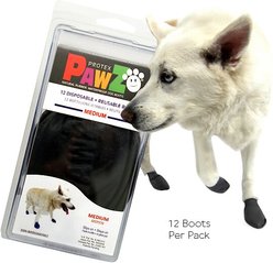 Pawz Waterproof Dog Boots, Black, Medium, 12 count