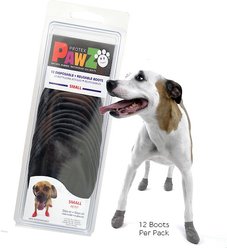 Pawz Waterproof Dog Boots, Black, Small, 12 count