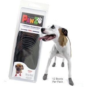 Pawz Waterproof Dog Boots, Black, Small, 12 count