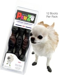Pawz Waterproof Dog Boots, Black, Tiny, 12 count
