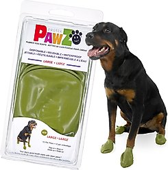 Pawz Waterproof Rubber Dog Boots, Olive Green, 12 count, Large