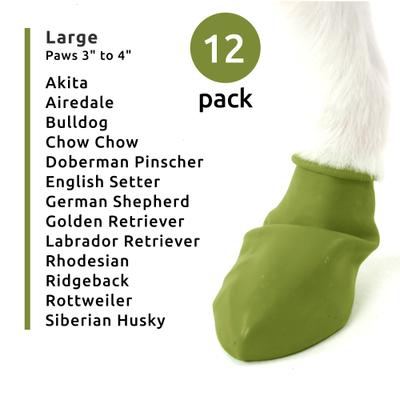 Show full view: Pawz Waterproof Rubber Dog Boots, Olive Green, 12 count, Large slide 3 of 8