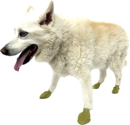 Show full view: Pawz Waterproof Rubber Dog Boots, Olive Green, 12 count, Medium slide 6 of 7