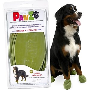 Pawz Waterproof Rubber Dog Boots, Olive Green, 12 count, X-Large