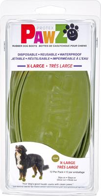 Show full view: Pawz Waterproof Rubber Dog Boots, Olive Green, 12 count, X-Large slide 3 of 7