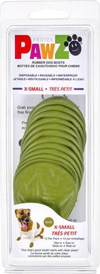 Show full view: Pawz Waterproof Rubber Dog Boots, Olive Green, 12 count, X-Small slide 4 of 8