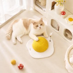 Pawzoo Fried Egg Sisal Cat Scratcher & Interactive Toy with Bell Spring, Small slide 1 of 9