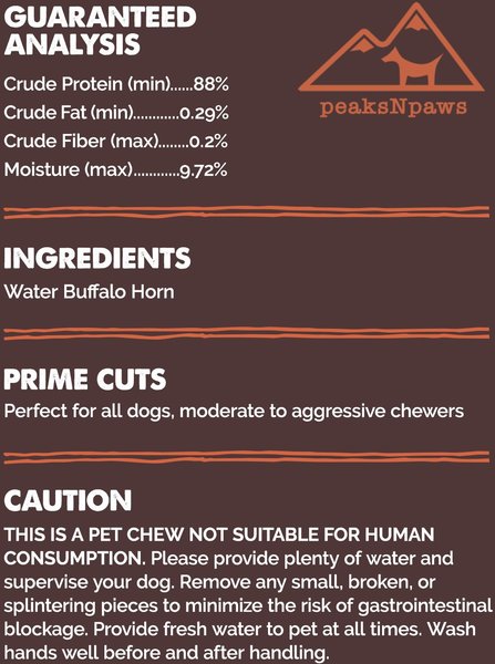 peaksNpaws All natural premium Small Dog Water Buffalo Horns Treat
