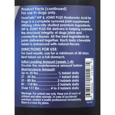 Show full view: PeakTails Arthrix Hip & Joint Plus HA Dog Supplement, 150 count slide 6 of 8