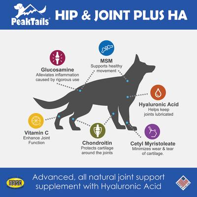 Show full view: PeakTails Arthrix Hip & Joint Plus HA Dog Supplement, 90 count slide 3 of 8