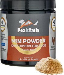 PeakTails MSM Chicken Flavored Powder Supplement for Dogs, 1-lb tub
