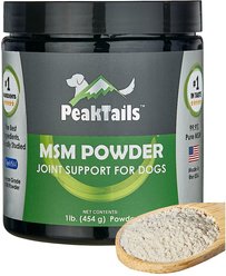 PeakTails MSM Unflavored Powder Supplement for Dogs, 1-lb tub