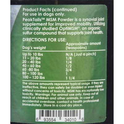 Show full view: PeakTails MSM Unflavored Powder Supplement for Dogs, 1-lb tub slide 5 of 6