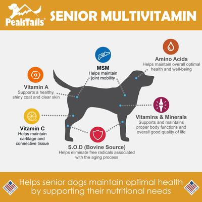 Show full view: PeakTails Senior Multivitamin Tablet Supplement for Dogs, 150 count slide 3 of 7