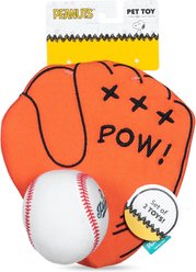PEANUTS Athlete Baseball Glove & Ball Squeaky Plush Dog Toy