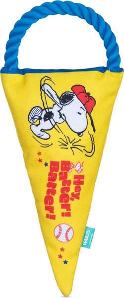 PEANUTS Athlete Flattie Fan Banner & Rope Squeaky Plush Dog Toy