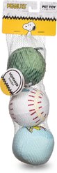 PEANUTS Athlete Multi-Material Ball Squeaky Plush Dog Toys, 3 count