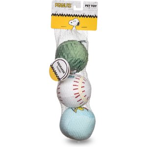 PEANUTS Athlete Multi-Material Ball Squeaky Plush Dog Toys, 3 count
