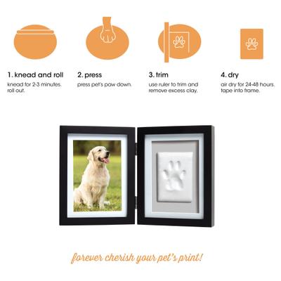 Show full view: Pearhead Pet Paw Print Photo Frame with Clay Imprint Kit, Black slide 2 of 8