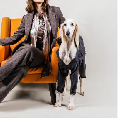 Show full view: Pebot Royal Dog & Cat Jumpsuit, Dark Grey Herringbone, 16 slide 4 of 4