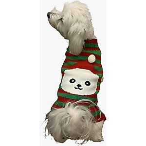 Pebot Sebby Holiday Dog & Cat Sweater, Red / Green Stripe, Medium