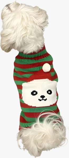 Show full view: Pebot Sebby Holiday Dog & Cat Sweater, Red / Green Stripe, Medium slide 2 of 4