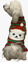Pebot Christmas Sebby Holiday Dog & Cat Sweater, Red / Green Stripe, Small