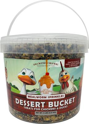 Show full view: Pecking Order Dessert Bucket Mealworm Sprinkles Chicken Treats, 5-lb bag slide 1 of 2
