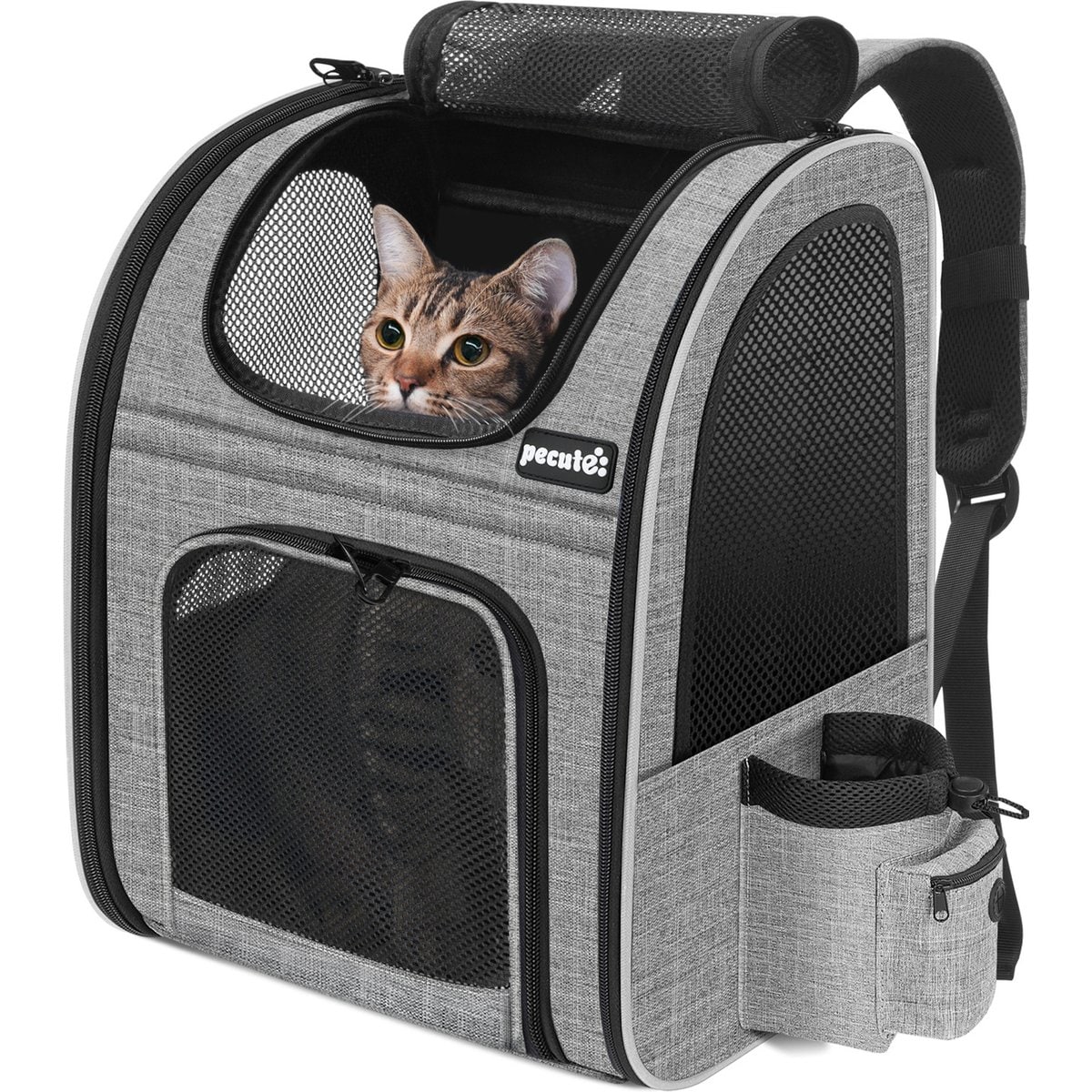 Pecute Breathable Mesh Backpack Dog & Cat Carrier, Grey