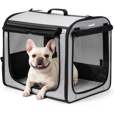 Pecute Pecute Soft-Sided Collapsible Dog & Cat Carrier, Grey, 23.6-in