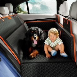Pecute Waterproof Dog Car Seat Cover Hammock with Padded Side Flaps, Black