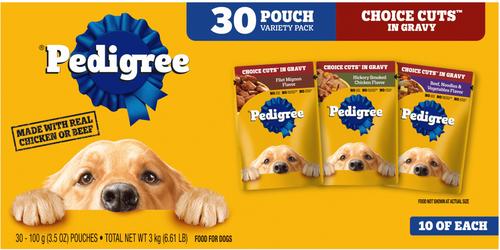 Show full view: Pedigree Adult Complete Nutrition Grilled Steak & Vegetable Flavor Dry Dog Food + Choice Cuts in Gravy Variety Pack Adult Wet Dog Food, 3.5-oz pouch, case of 30 slide 2 of 9