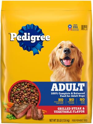 Show full view: Pedigree Adult Complete Nutrition Grilled Steak & Vegetable Flavor Dry Dog Food + Choice Cuts in Gravy Variety Pack Adult Wet Dog Food, 3.5-oz pouch, case of 30 slide 6 of 9