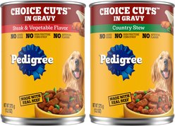 Pedigree Choice Cuts in Gravy Steak & Vegetable Flavor + Country Stew Canned Dog Food