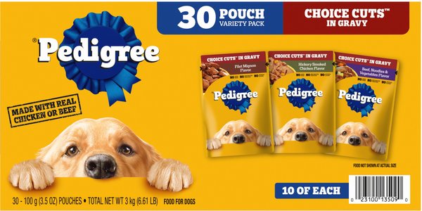 Show full view: Pedigree Choice Cuts in Gravy Variety Pack Adult Wet Dog Food, 3.5-oz pouch, case of 30 slide 3 of 10