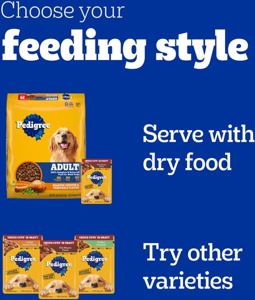 Show full view: Pedigree Choice Cuts in Gravy Variety Pack Adult Wet Dog Food, 3.5-oz pouch, case of 30 slide 9 of 10