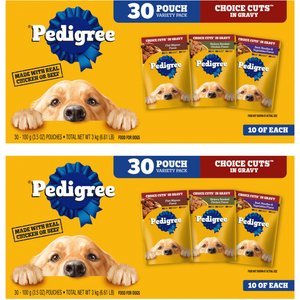 Pedigree Choice Cuts in Gravy Variety Pack Adult Wet Dog Food, 3.5-oz pouch, case of 60