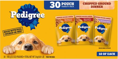 Show full view: Pedigree Choice Cuts in Gravy Variety Pack + Chopped Ground Dinner Variety Pack Adult Wet Dog Food Pouches slide 8 of 10