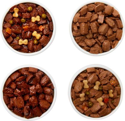 Show full view: Pedigree Choice Cuts in Gravy Variety Pack Filet Mignon, Grilled Chicken, Chicken Casserole & Beef Noodle Adult Wet Dog Food Pouches, 3.5-oz pouch, bundle of 48  slide 4 of 6