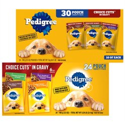 Pedigree Choice Cuts in Gravy Variety Pack Filet Mignon, Grilled Chicken, Chicken Casserole & Beef Noodle + Variety Pack Adult Wet Dog Food Pouches