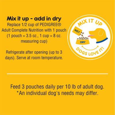 Show full view: Pedigree Choice Cuts in Gravy Variety Pack Filet Mignon, Grilled Chicken, Chicken Casserole & Beef Noodle + Variety Pack Adult Wet Dog Food Pouches slide 9 of 10