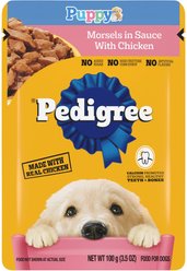 Pedigree Choice Cuts Puppy Morsels in Sauce with Chicken Wet Dog Food, 3.5-oz pouch, bundle of 32 
