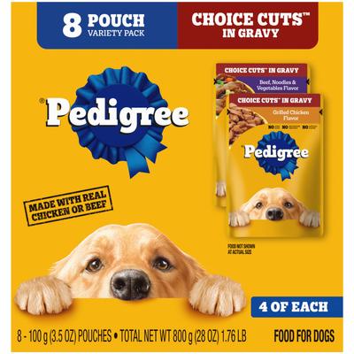 Show full view: Pedigree Choice Cuts Variety Pack Beef & Chicken Adult Wet Dog Food, 3.5-oz pouch, case of 8 slide 1 of 11
