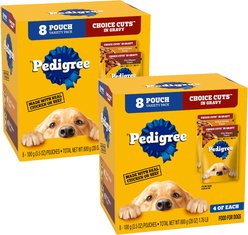 Pedigree Choice Cuts Variety Pack Grilled Chicken & Filet Mignon Flavor Adult Wet Dog Food, 3.5-oz pouch, case of 8