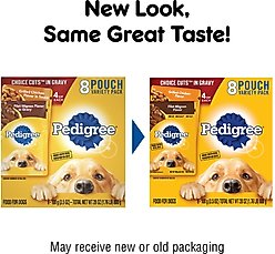 Pedigree Choice Cuts Variety Pack Grilled Chicken & Filet Mignon Flavor Wet Dog Food, 3.5-oz pouch, bundle of 16  slide 2 of 9